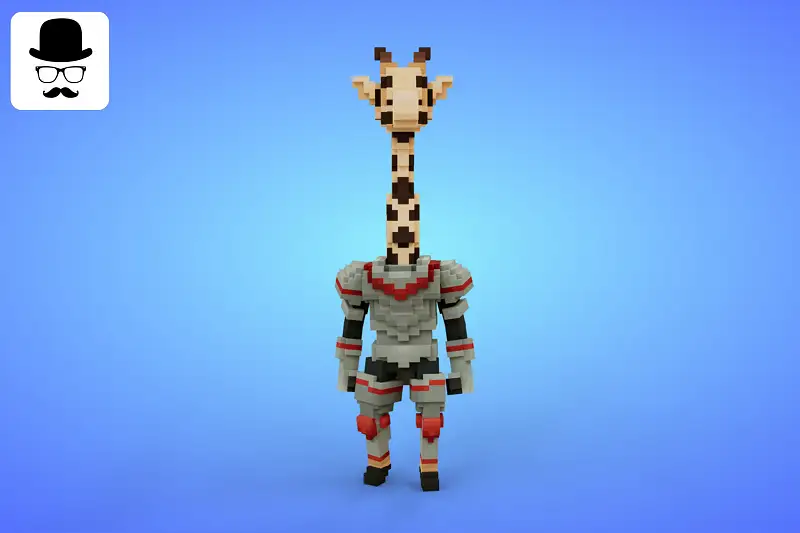 Giraffe Knight Voxel Character - 3D Lowpoly Fantasy Creature Asset Image