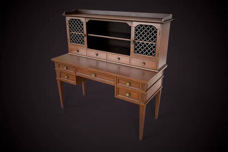 Vintage Office Desk with hutch Asset Image