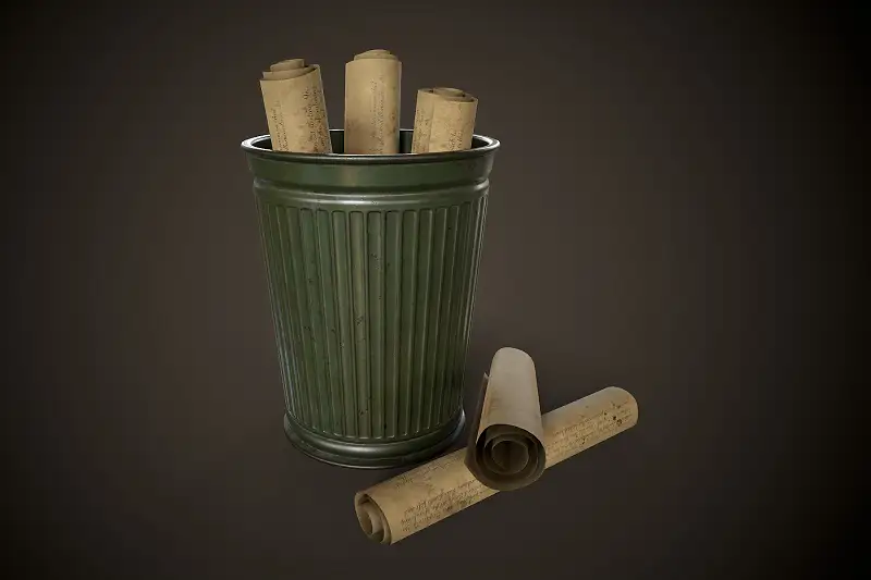 Vintage Office Trash Bin Asset Image