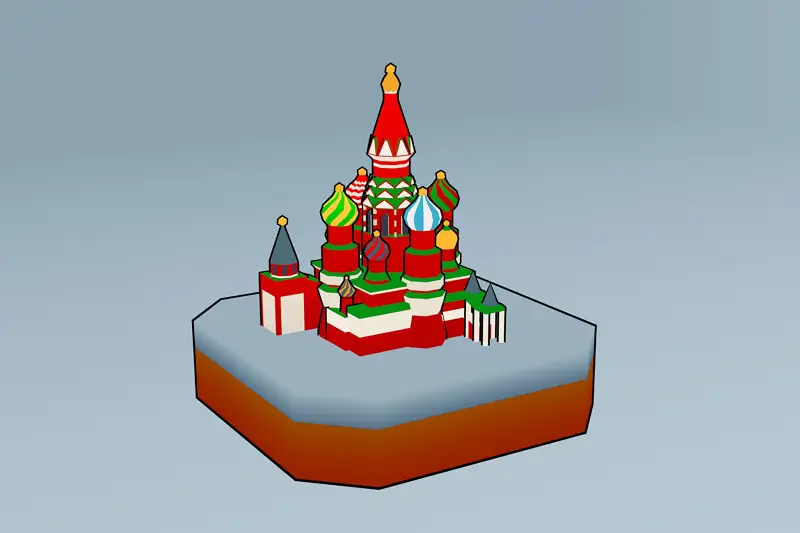 Cartoon World Landmarks Low Poly: St. Basil's Cathedral Asset Image