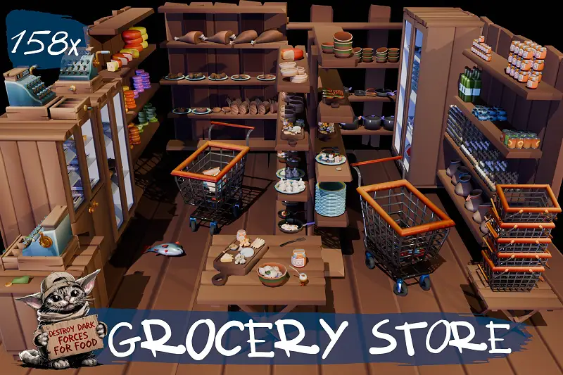 Low-poly grocery store Asset Image