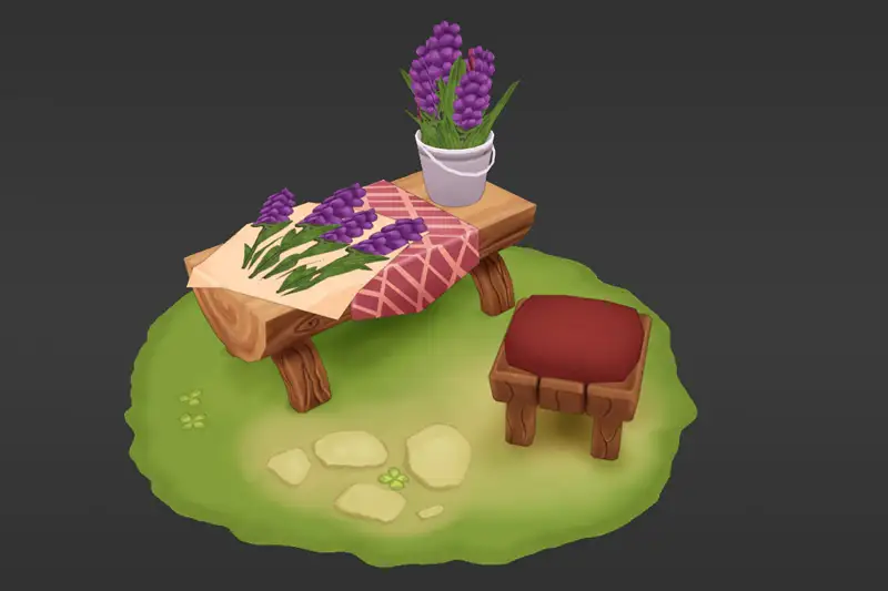 Stylized scene of making a bouquet Asset Thumbnail