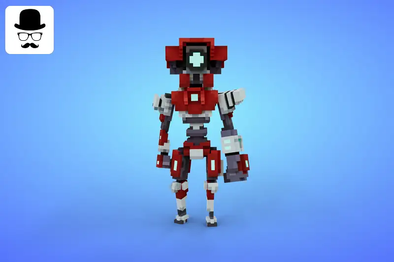 Robot 4 Voxel Character - 3D Lowpoly Fantasy Model Asset Image