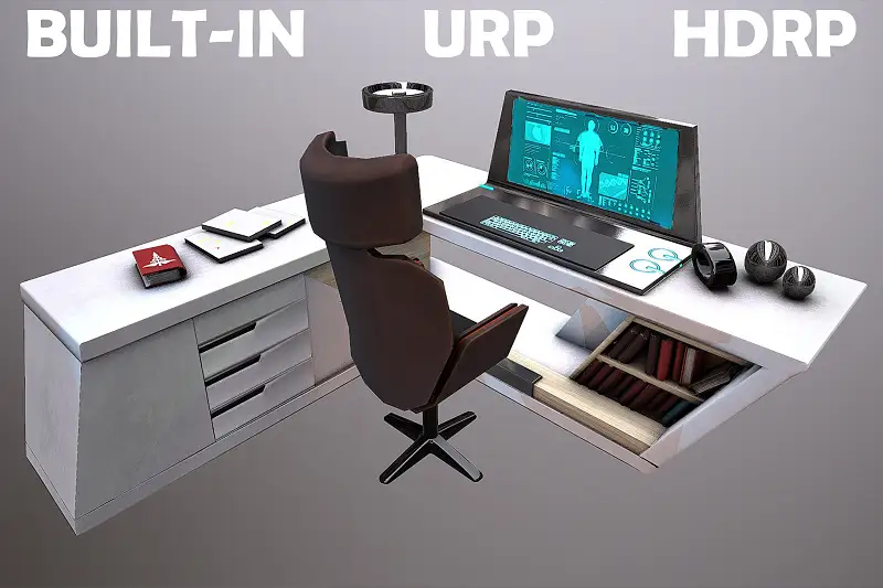 Modular Futuristic Work Desk Scifi Asset Image