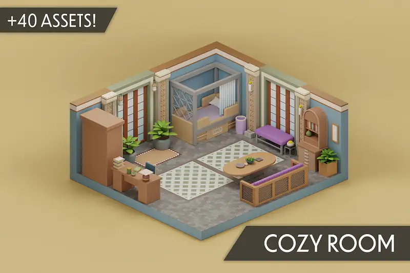 Cozy Fantasy Room Interior Furniture Props Asset Image