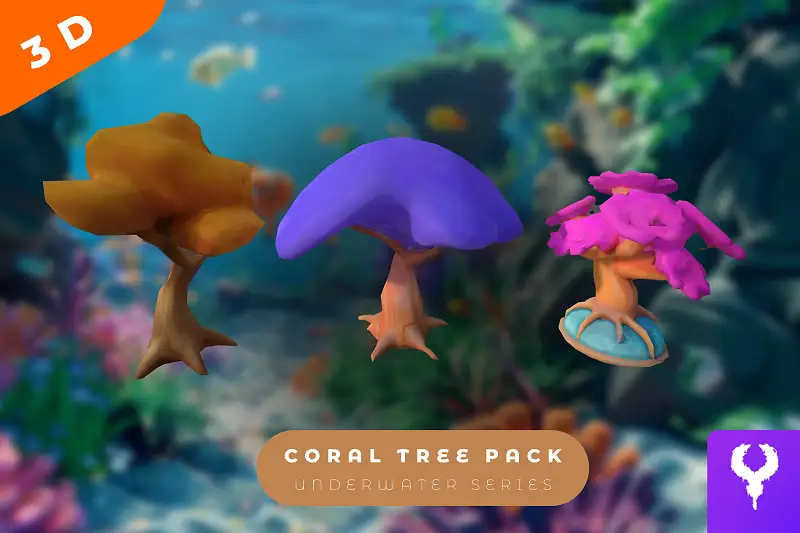 Cartoon Coral Tree Pack Asset Thumbnail