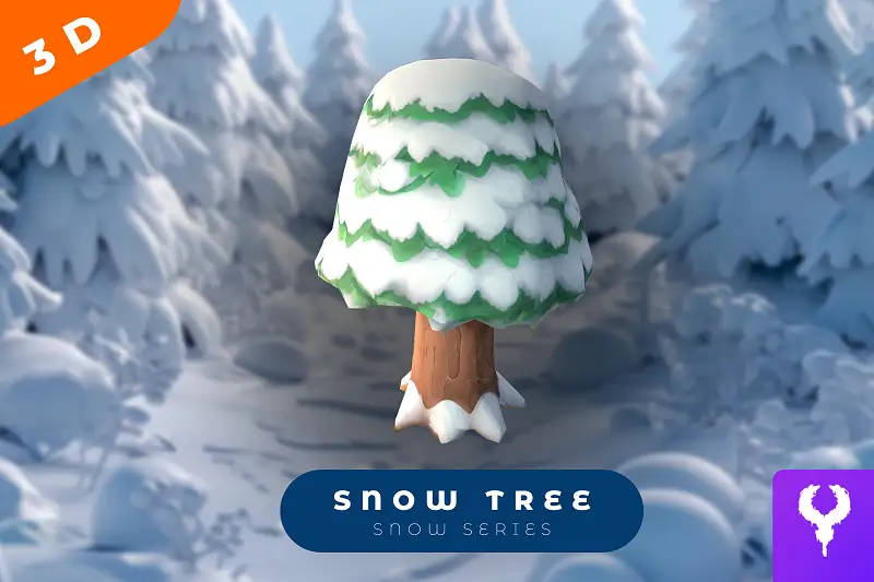 Cartoon Snow Tree Asset Thumbnail